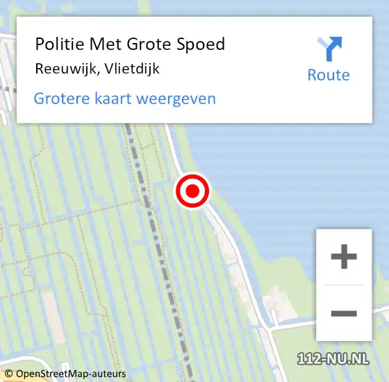 Locatie op kaart van de 112 melding: Politie Met Grote Spoed Naar Reeuwijk, Vlietdijk op 13 augustus 2021 14:42