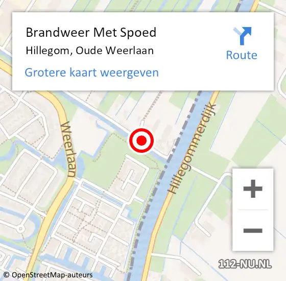 Locatie op kaart van de 112 melding: Brandweer Met Spoed Naar Hillegom, Oude Weerlaan op 19 juni 2014 15:41