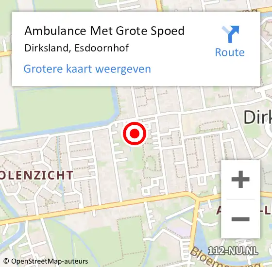 Locatie op kaart van de 112 melding: Ambulance Met Grote Spoed Naar Dirksland, Esdoornhof op 13 augustus 2021 14:53