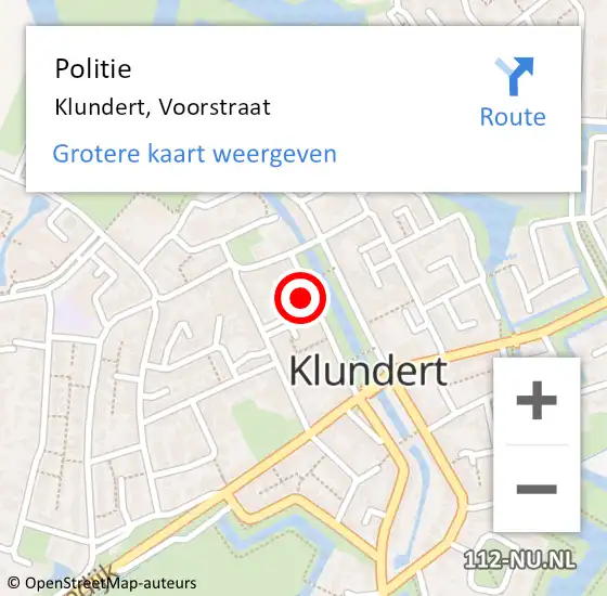 Locatie op kaart van de 112 melding: Politie Klundert, Voorstraat op 13 augustus 2021 14:58