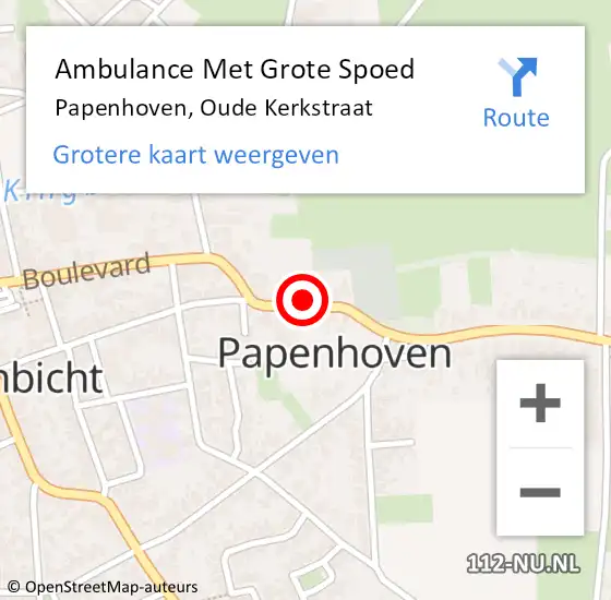 Locatie op kaart van de 112 melding: Ambulance Met Grote Spoed Naar Papenhoven, Oude Kerkstraat op 5 oktober 2013 15:47