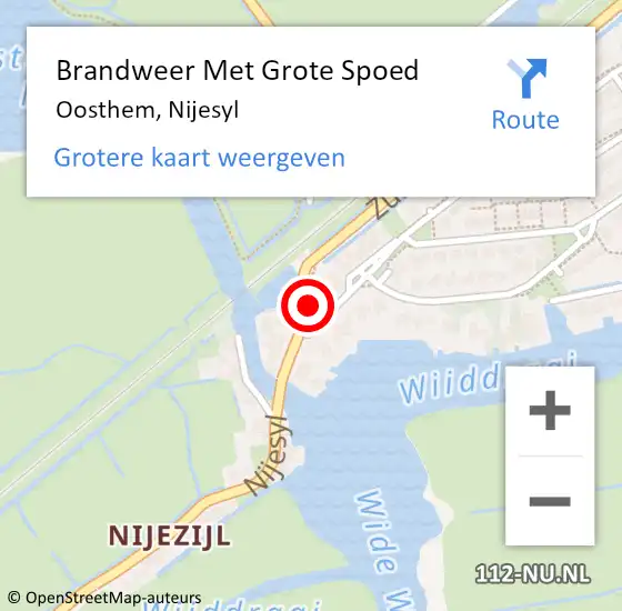 Locatie op kaart van de 112 melding: Brandweer Met Grote Spoed Naar Oosthem, Nijesyl op 13 augustus 2021 15:11