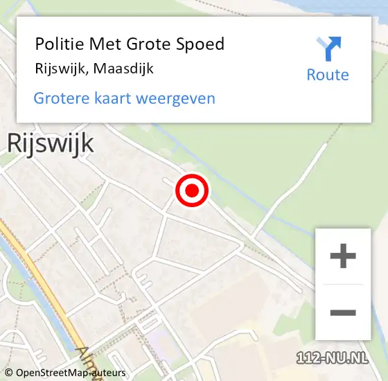 Locatie op kaart van de 112 melding: Politie Met Grote Spoed Naar Rijswijk, Maasdijk op 13 augustus 2021 15:20