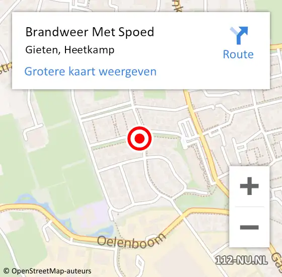 Locatie op kaart van de 112 melding: Brandweer Met Spoed Naar Gieten, Heetkamp op 13 augustus 2021 15:24