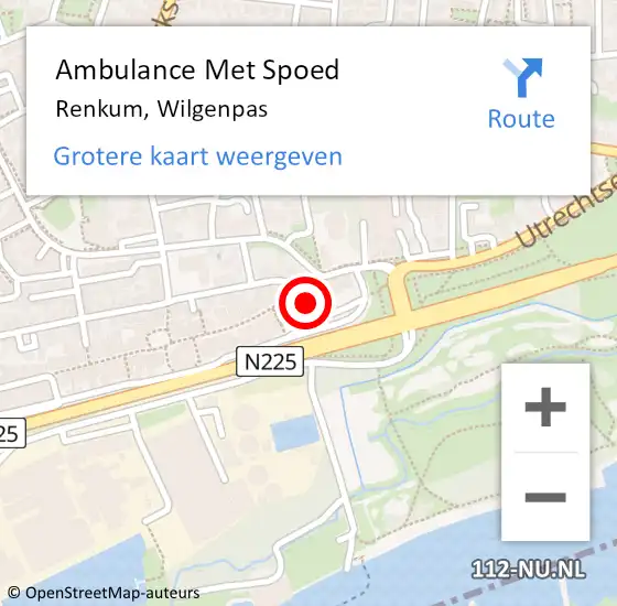 Locatie op kaart van de 112 melding: Ambulance Met Spoed Naar Renkum, Wilgenpas op 13 augustus 2021 15:29