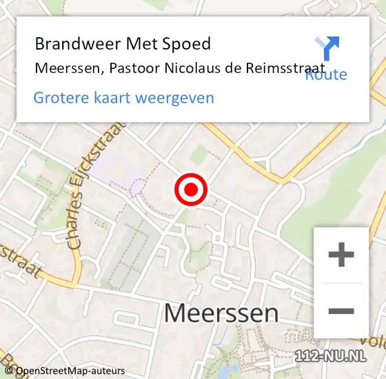 Locatie op kaart van de 112 melding: Brandweer Met Spoed Naar Meerssen, Pastoor Nicolaus de Reimsstraat op 13 augustus 2021 15:31