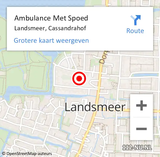 Locatie op kaart van de 112 melding: Ambulance Met Spoed Naar Landsmeer, Cassandrahof op 13 augustus 2021 15:38