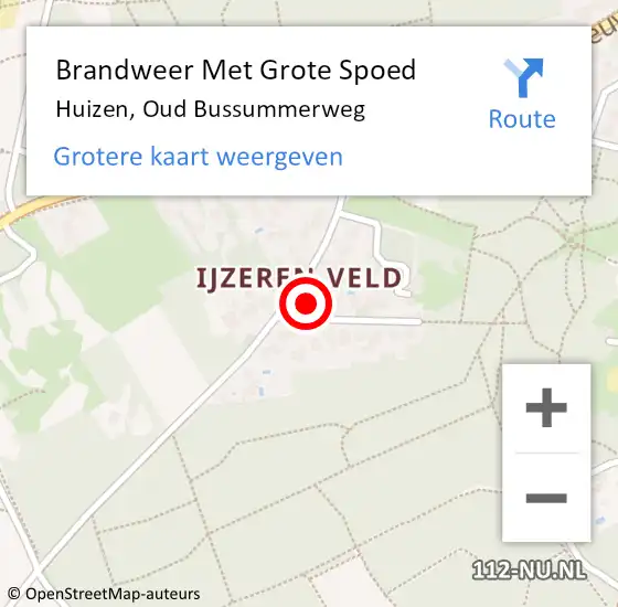 Locatie op kaart van de 112 melding: Brandweer Met Grote Spoed Naar Huizen, Oud Bussummerweg op 13 augustus 2021 15:38