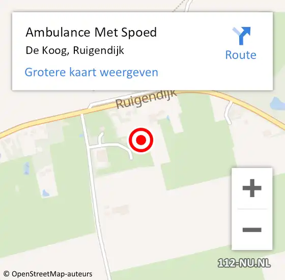 Locatie op kaart van de 112 melding: Ambulance Met Spoed Naar De Koog, Ruigendijk op 13 augustus 2021 15:42