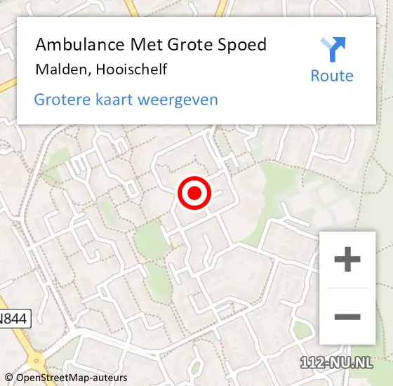 Locatie op kaart van de 112 melding: Ambulance Met Grote Spoed Naar Malden, Hooischelf op 13 augustus 2021 16:07