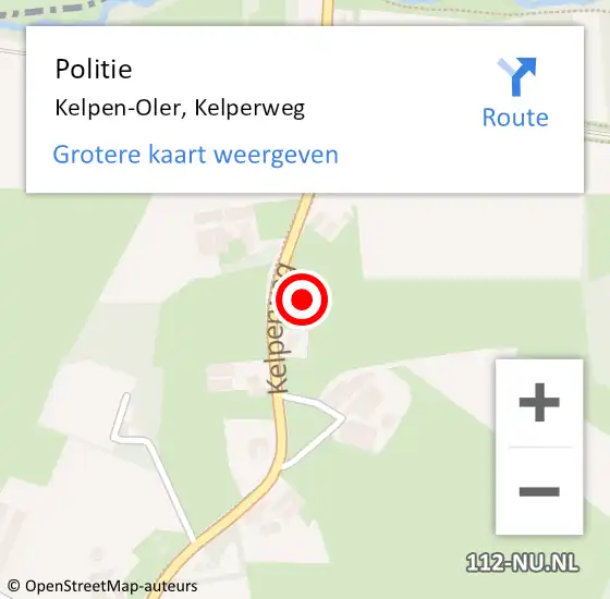 Locatie op kaart van de 112 melding: Politie Kelpen-Oler, Kelperweg op 13 augustus 2021 16:27