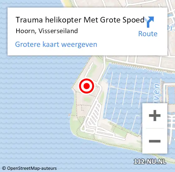 Locatie op kaart van de 112 melding: Trauma helikopter Met Grote Spoed Naar Hoorn, Visserseiland op 13 augustus 2021 16:36