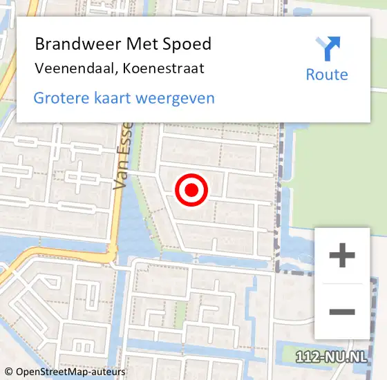 Locatie op kaart van de 112 melding: Brandweer Met Spoed Naar Veenendaal, Koenestraat op 13 augustus 2021 16:50