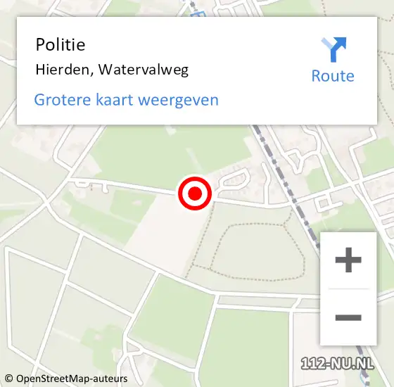 Locatie op kaart van de 112 melding: Politie Hierden, Watervalweg op 13 augustus 2021 17:47