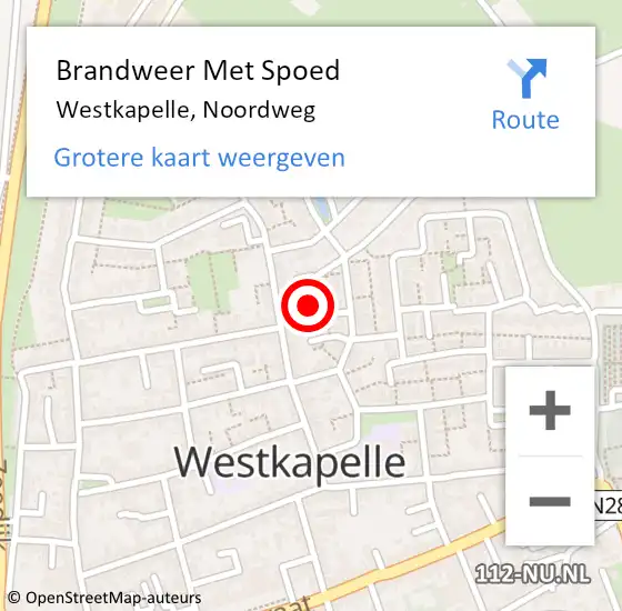 Locatie op kaart van de 112 melding: Brandweer Met Spoed Naar Westkapelle, Noordweg op 13 augustus 2021 18:07