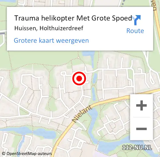 Locatie op kaart van de 112 melding: Trauma helikopter Met Grote Spoed Naar Huissen, Holthuizerdreef op 13 augustus 2021 18:56