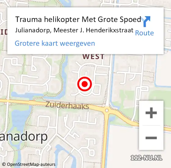 Locatie op kaart van de 112 melding: Trauma helikopter Met Grote Spoed Naar Julianadorp, Meester J. Henderikxstraat op 13 augustus 2021 19:11