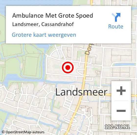 Locatie op kaart van de 112 melding: Ambulance Met Grote Spoed Naar Landsmeer, Cassandrahof op 13 augustus 2021 19:13