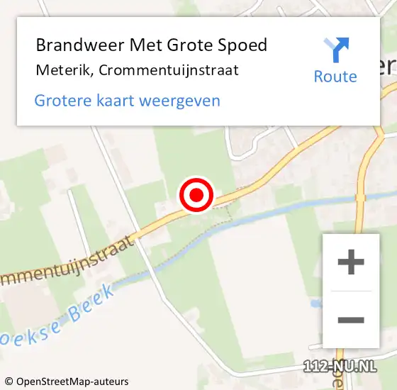 Locatie op kaart van de 112 melding: Brandweer Met Grote Spoed Naar Meterik, Crommentuijnstraat op 13 augustus 2021 19:14