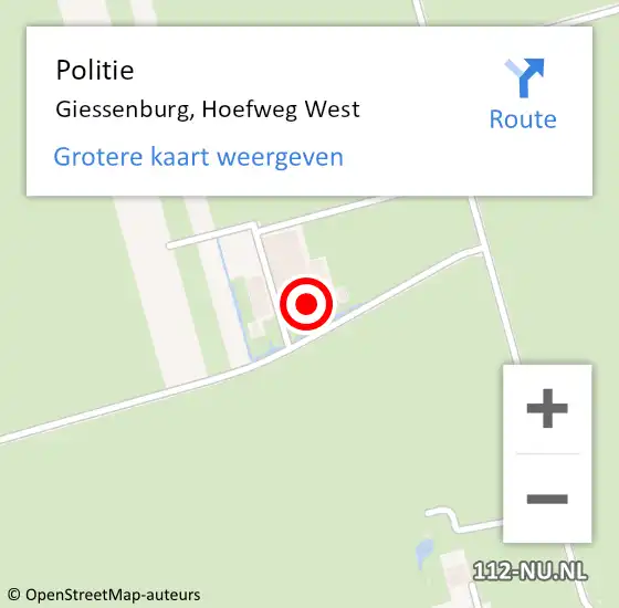 Locatie op kaart van de 112 melding: Politie Giessenburg, Hoefweg West op 13 augustus 2021 19:22