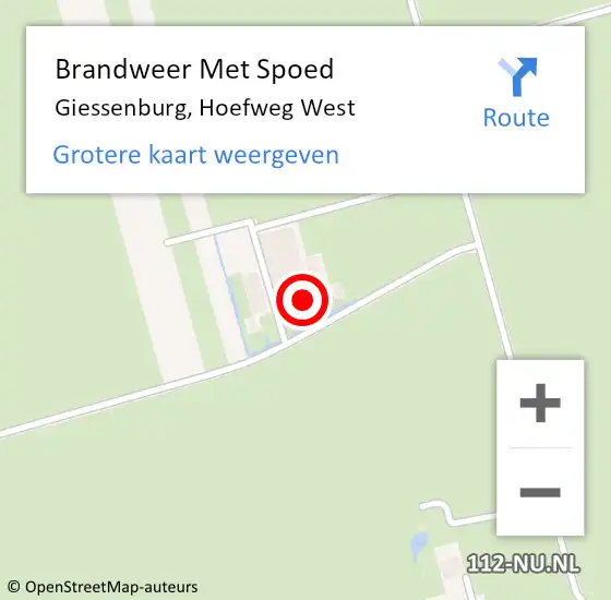 Locatie op kaart van de 112 melding: Brandweer Met Spoed Naar Giessenburg, Hoefweg West op 13 augustus 2021 19:33