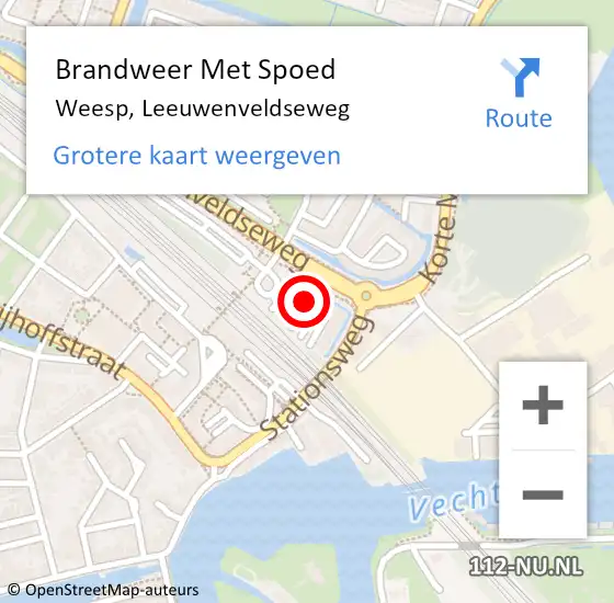 Locatie op kaart van de 112 melding: Brandweer Met Spoed Naar Weesp, Leeuwenveldseweg op 13 augustus 2021 19:39