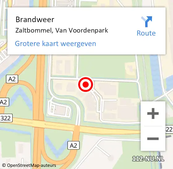 Locatie op kaart van de 112 melding: Brandweer Zaltbommel, Van Voordenpark op 13 augustus 2021 20:26