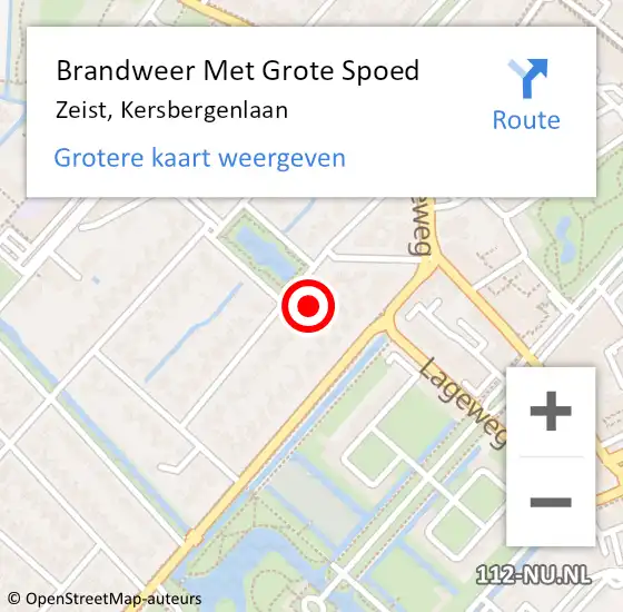 Locatie op kaart van de 112 melding: Brandweer Met Grote Spoed Naar Zeist, Kersbergenlaan op 13 augustus 2021 20:47