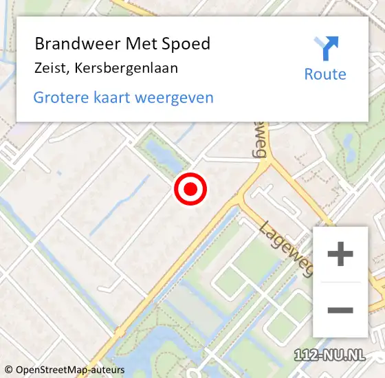 Locatie op kaart van de 112 melding: Brandweer Met Spoed Naar Zeist, Kersbergenlaan op 13 augustus 2021 20:50