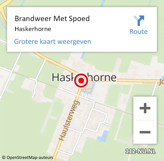 Locatie op kaart van de 112 melding: Brandweer Met Spoed Naar Haskerhorne op 13 augustus 2021 20:56