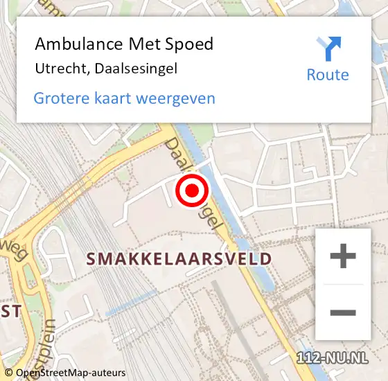 Locatie op kaart van de 112 melding: Ambulance Met Spoed Naar Utrecht, Daalsesingel op 19 juni 2014 16:12