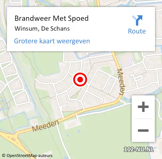 Locatie op kaart van de 112 melding: Brandweer Met Spoed Naar Winsum, De Schans op 13 augustus 2021 21:08