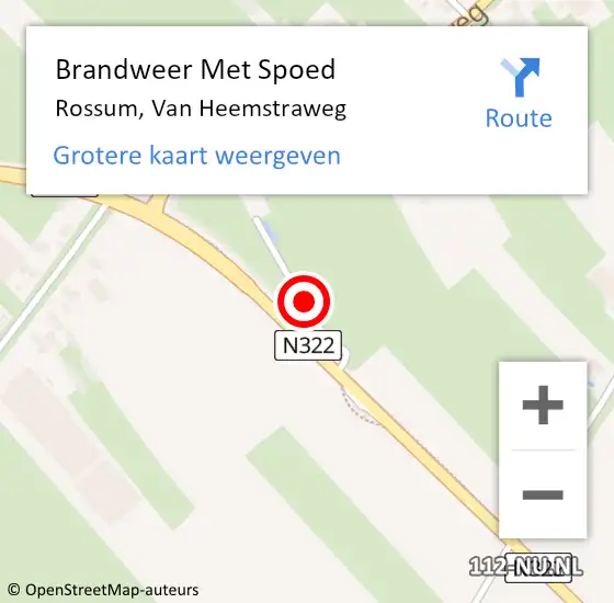 Locatie op kaart van de 112 melding: Brandweer Met Spoed Naar Rossum, Van Heemstraweg op 13 augustus 2021 21:33