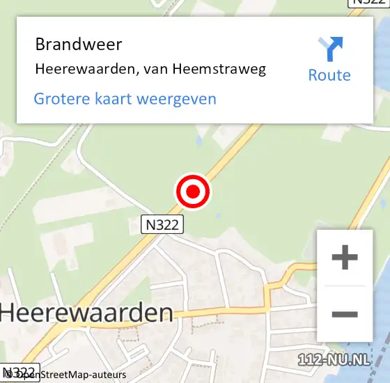 Locatie op kaart van de 112 melding: Brandweer Heerewaarden, van Heemstraweg op 13 augustus 2021 21:36