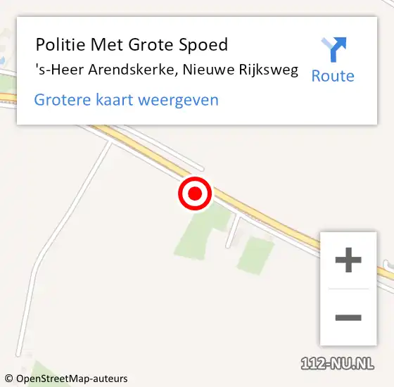 Locatie op kaart van de 112 melding: Politie Met Grote Spoed Naar 's-Heer Arendskerke, Nieuwe Rijksweg op 13 augustus 2021 21:54