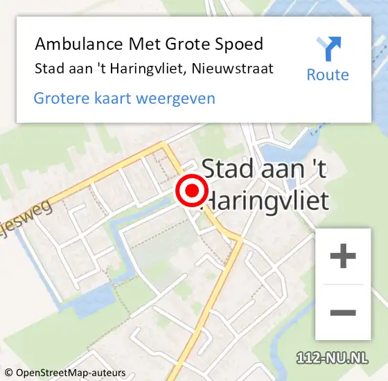 Locatie op kaart van de 112 melding: Ambulance Met Grote Spoed Naar Stad aan 't Haringvliet, Nieuwstraat op 13 augustus 2021 21:55