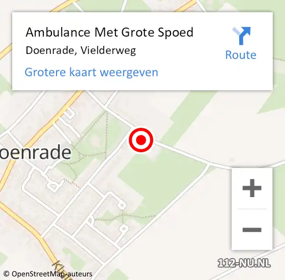 Locatie op kaart van de 112 melding: Ambulance Met Grote Spoed Naar Doenrade, Vielderweg op 19 juni 2014 16:15