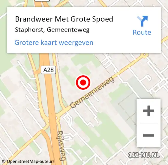 Locatie op kaart van de 112 melding: Brandweer Met Grote Spoed Naar Staphorst, Gemeenteweg op 13 augustus 2021 22:06