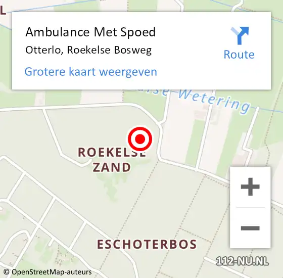 Locatie op kaart van de 112 melding: Ambulance Met Spoed Naar Otterlo, Roekelse Bosweg op 13 augustus 2021 22:08