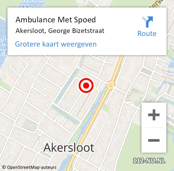 Locatie op kaart van de 112 melding: Ambulance Met Spoed Naar Akersloot, George Bizetstraat op 13 augustus 2021 22:18