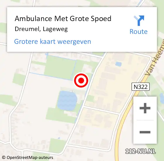 Locatie op kaart van de 112 melding: Ambulance Met Grote Spoed Naar Dreumel, Lageweg op 13 augustus 2021 22:23