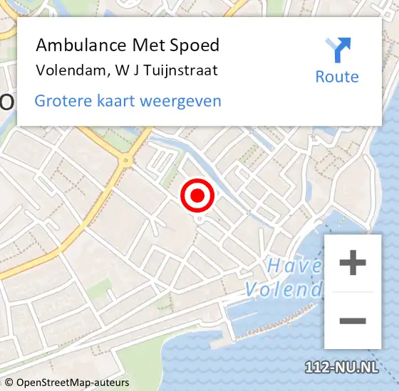 Locatie op kaart van de 112 melding: Ambulance Met Spoed Naar Volendam, W J Tuijnstraat op 13 augustus 2021 22:31