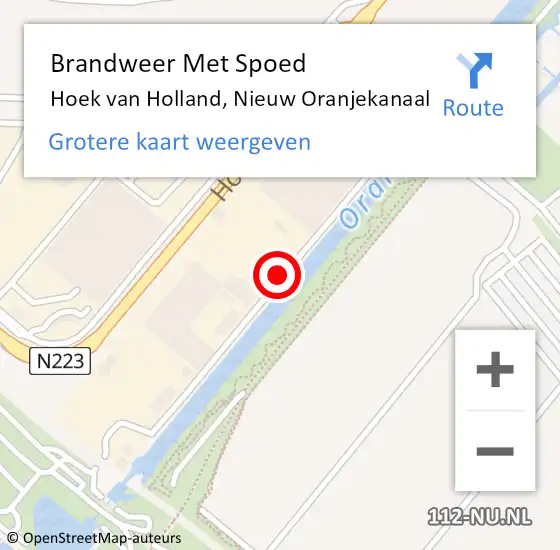 Locatie op kaart van de 112 melding: Brandweer Met Spoed Naar Hoek van Holland, Nieuw Oranjekanaal op 13 augustus 2021 22:50