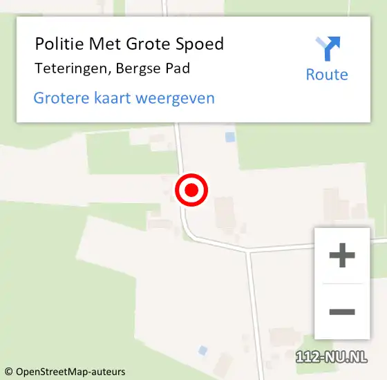 Locatie op kaart van de 112 melding: Politie Met Grote Spoed Naar Teteringen, Bergse Pad op 13 augustus 2021 23:06