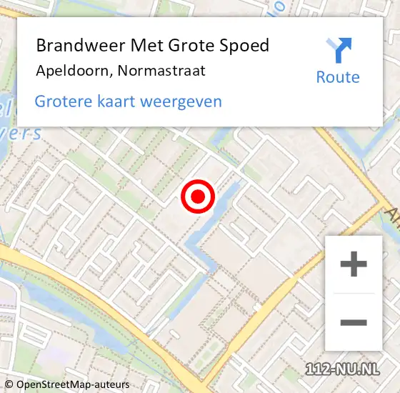 Locatie op kaart van de 112 melding: Brandweer Met Grote Spoed Naar Apeldoorn, Normastraat op 13 augustus 2021 23:16