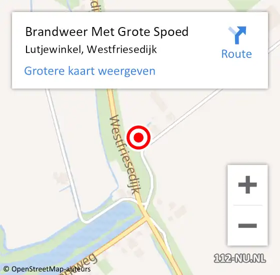 Locatie op kaart van de 112 melding: Brandweer Met Grote Spoed Naar Lutjewinkel, Westfriesedijk op 13 augustus 2021 23:24