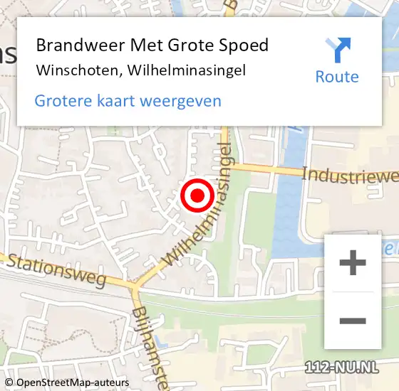 Locatie op kaart van de 112 melding: Brandweer Met Grote Spoed Naar Winschoten, Wilhelminasingel op 14 augustus 2021 00:25