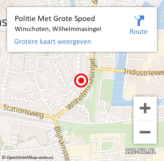 Locatie op kaart van de 112 melding: Politie Met Grote Spoed Naar Winschoten, Wilhelminasingel op 14 augustus 2021 00:26