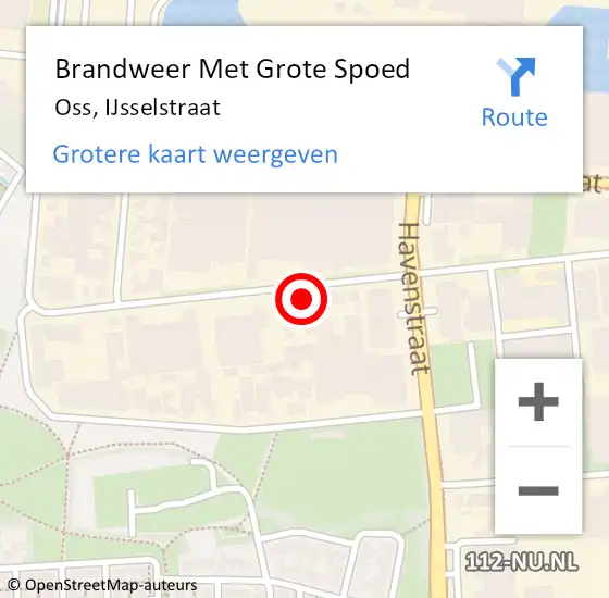 Locatie op kaart van de 112 melding: Brandweer Met Grote Spoed Naar Oss, IJsselstraat op 14 augustus 2021 01:03