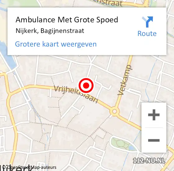 Locatie op kaart van de 112 melding: Ambulance Met Grote Spoed Naar Nijkerk, Bagijnenstraat op 14 augustus 2021 01:14